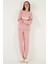 Regular Fit Bisiklet Yaka Polar Pijama Takımı Bayan Pijama Takımı 6571007 1