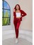 Bordo Peluş Kadife Kadın Eşofman Takımı 2