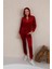 Bordo Peluş Kadife Kadın Eşofman Takımı 3