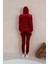 Bordo Peluş Kadife Kadın Eşofman Takımı 4