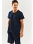 Lacivert Oversize RahatPamuklu Penye Bisiklet Yaka Kısa Kol Basic T-Shirt Classic Collection 1