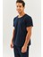 Lacivert Oversize RahatPamuklu Penye Bisiklet Yaka Kısa Kol Basic T-Shirt Classic Collection 4