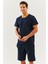 Lacivert Oversize RahatPamuklu Penye Bisiklet Yaka Kısa Kol Basic T-Shirt Classic Collection 5