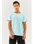 Buz Mavisi Oversize RahatPamuklu Penye Bisiklet Yaka Kısa Kol Basic T-Shirt Trendy Collection 4