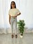 Bisiklet Yaka Ekru Crop Tshirt 1
