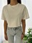 Bisiklet Yaka Ekru Crop Tshirt 4