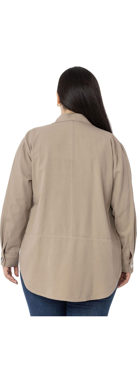 Disentis Modest Büyük Beden Geniş Kesim Gabardin Siyah Gömlek görsel 3