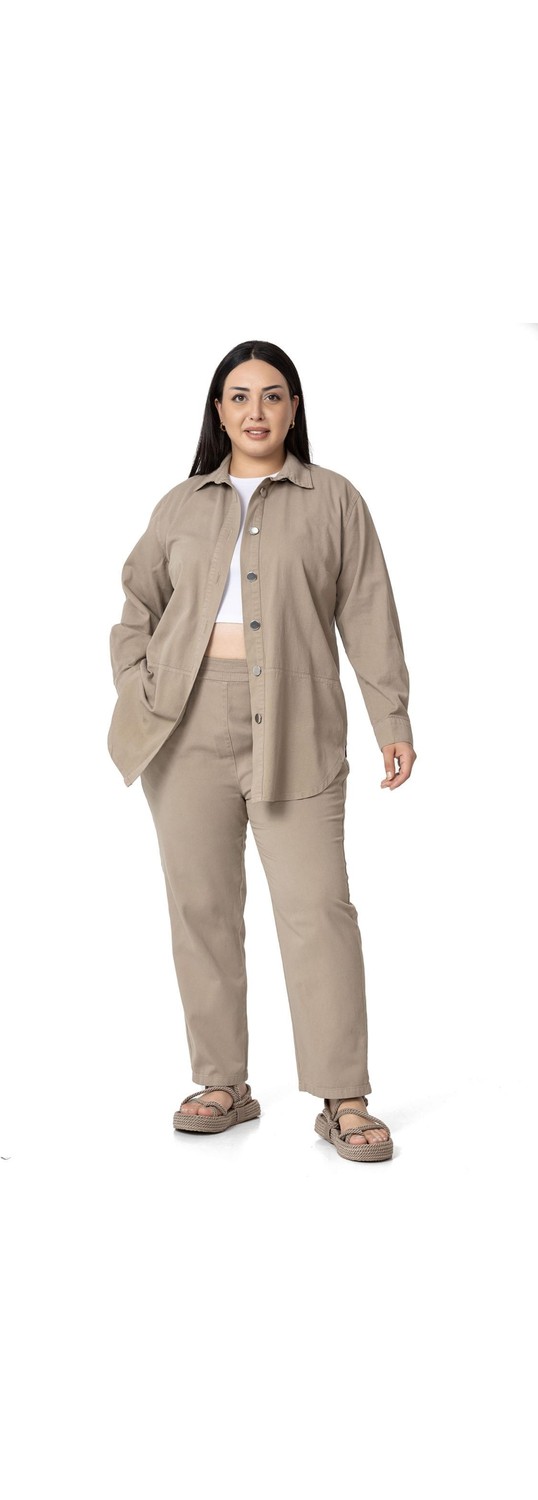 Disentis Modest Büyük Beden Geniş Kesim Gabardin Siyah Gömlek görsel 5