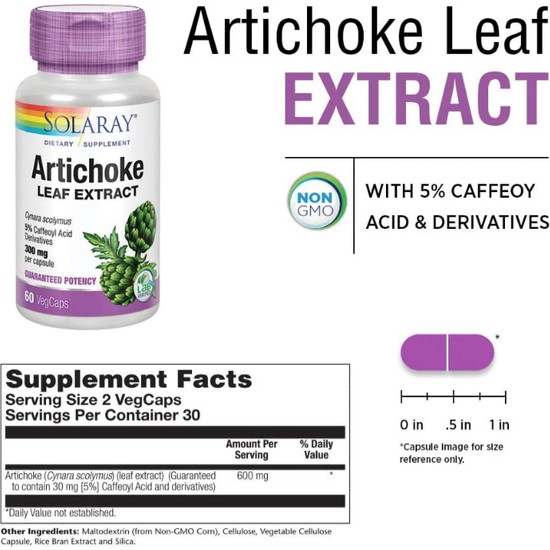 Solaray Artichoke Leaf Extract 600 mg 60 Vegcapsul Healthy Fiyatı