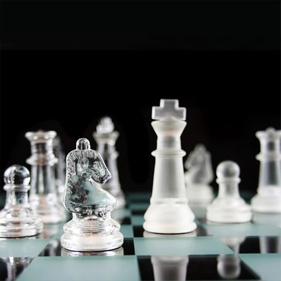 Colezium CLZ192 Glass Chess Cam Satranç Takımı (35 cm x 35 Cm)