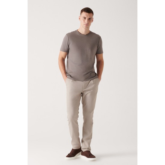Avva Erkek Bej Yandan Cepli Comfort Slim Fit Dar Kesim Pantolon E003021