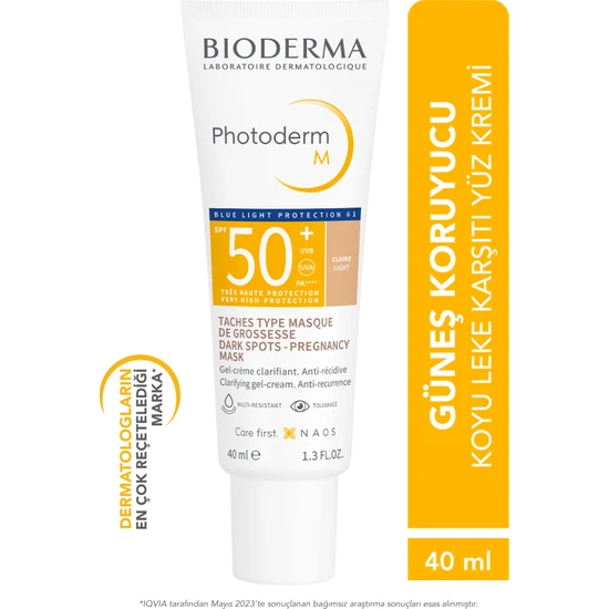 Photoderm M Light SPF50+ Koyu Leke ve Mavi Işığa Karşı Yüksek Korumalı Glabridin İçeren Renkli Yüz Güneş Kremi 40 ml