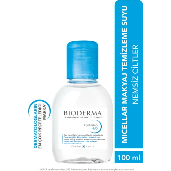 Hydrabio H2O Kuru Ciltler için Nemlendirici Micellar Makyaj Temizleme Suyu Yüz ve Göz Çevresi Kullanımına Uygun, Seyahat Boy 100 ml