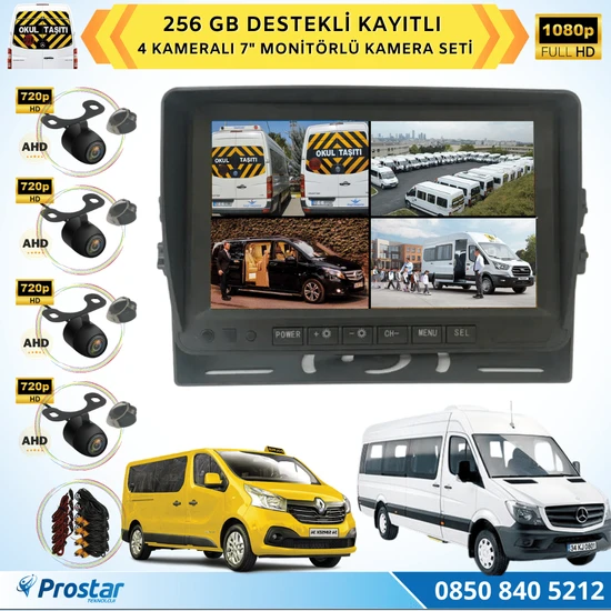 Navistar Kayıtlı Ahd Okul Servisler Için 4 Kameralı 7 Inç Monitörl?