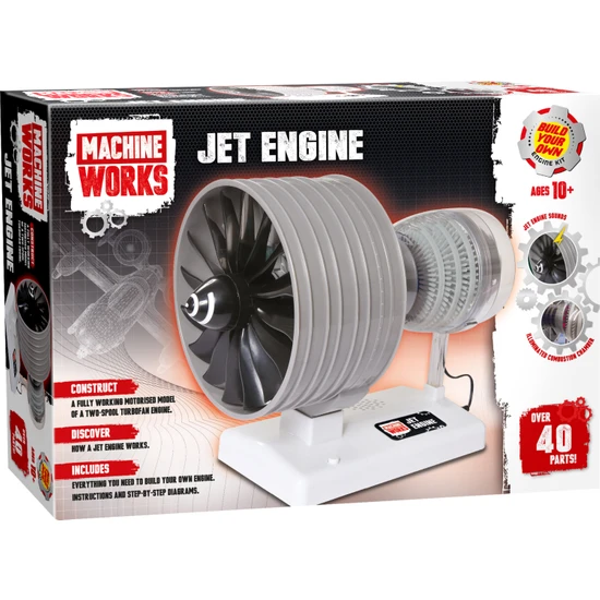 Mucit Kafası Jet Motoru Maketi - Gerçekçi Jet Motoru Sesi, Şeffaf Tasarım - STEM Eğitici Hobi Kiti, 10+ Yaş, 40+ Parça