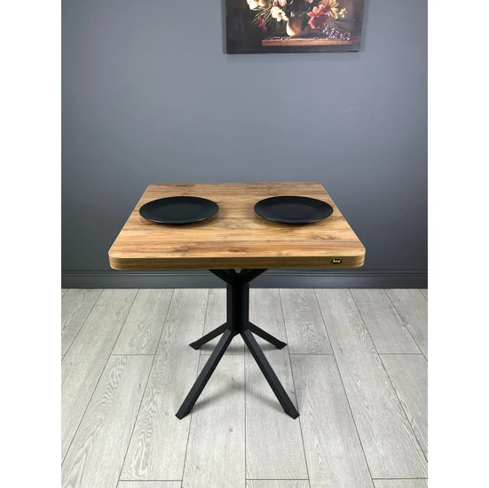 Hey Modüler Mobilya Tepe Mutfak Yemek Masası Balkon Masası Kavisli Köşe Siyah Ayak 70 cm