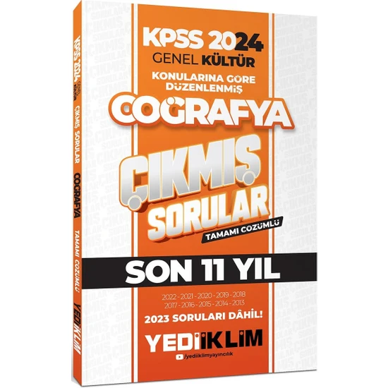 Yediiklim Yayınları 2024 KPSS Genel Kültür Lisans Coğrafya Konularına Göre Tamamı Çözümlü Çıkmış Sorular