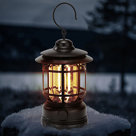 Janva Nostaljik Işığı Ayarlanabilir Şarjlı Ledli Kamp Lambası Işıldak Fener 18650 Şarjlı Pilli