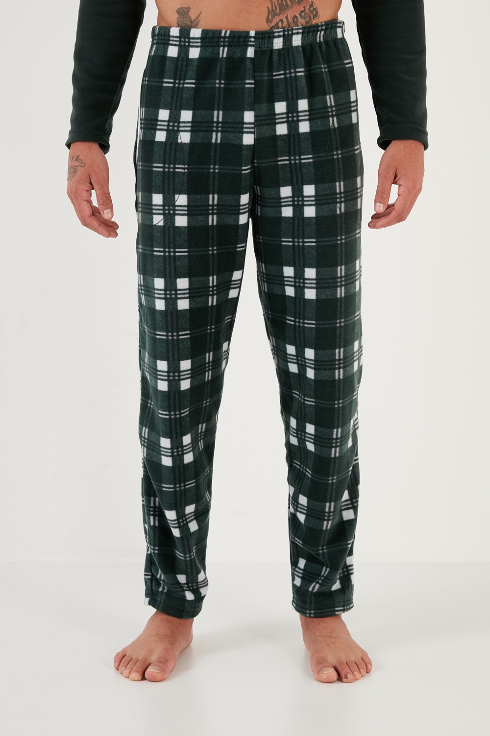 Buratti Ekoseli Regular Fit Düğmeli Bisiklet Yaka Kışlık Polar Pijama Takımı Erkek Pijama Takımı 60961002 görsel 5