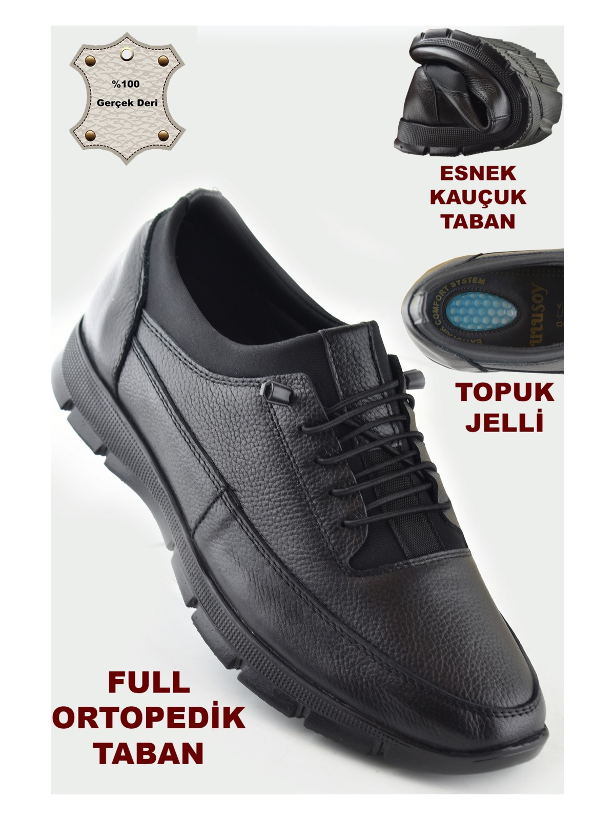 Ispartalılar TAB325a Tam Ortopedik Topuk Masajlı Taban Erkek Ayakkabı Hakiki Deri Mevsimlik Ayakkabı