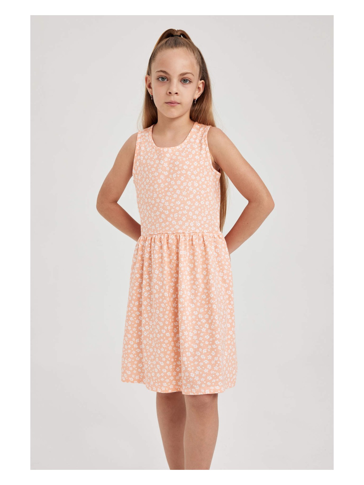 DeFacto Desenli Pamuklu Elbise Kız Çocuk B0673A8NS - Görsel 8