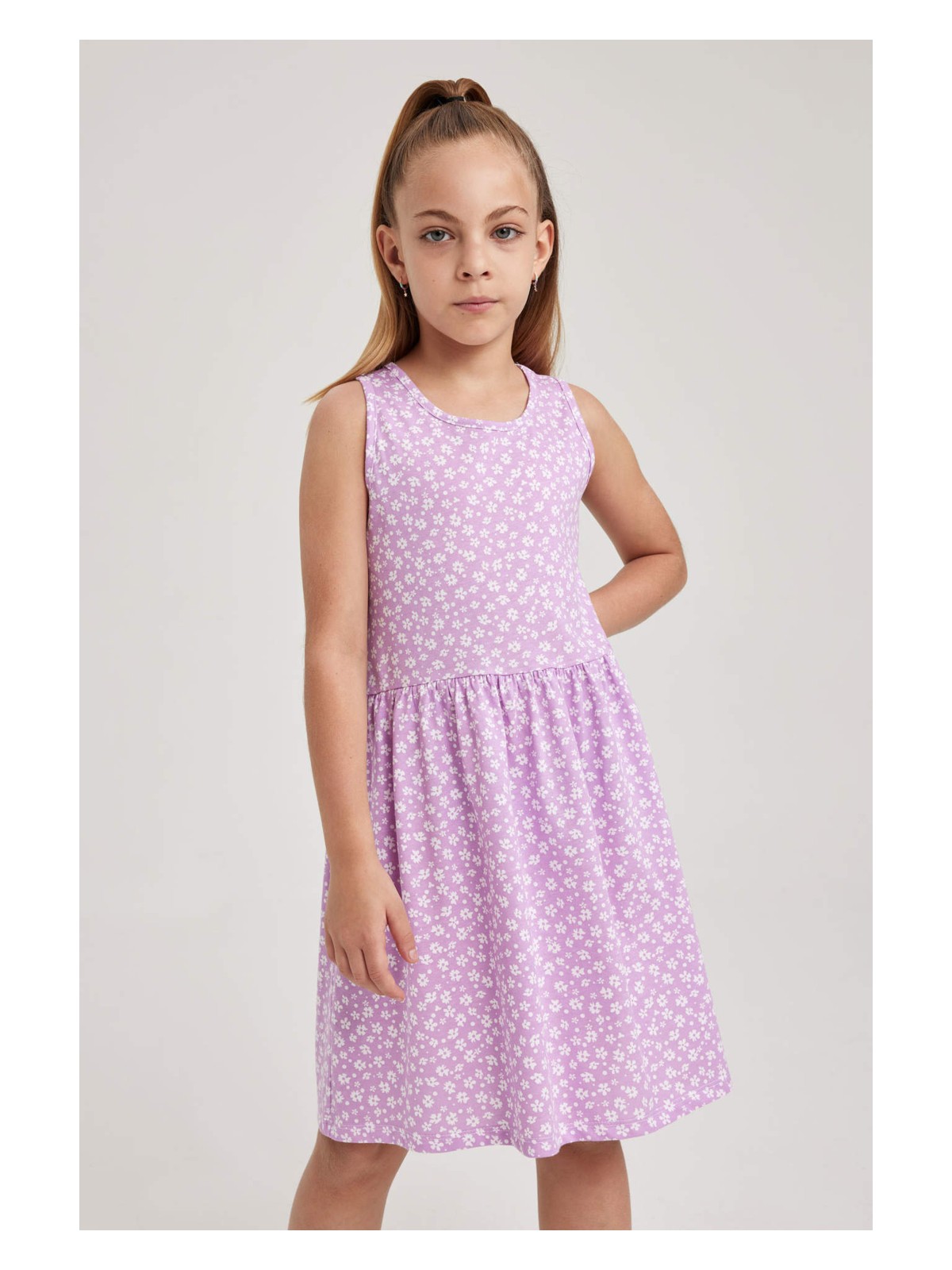 DeFacto Desenli Pamuklu Elbise Kız Çocuk B0673A8NS - Görsel 7