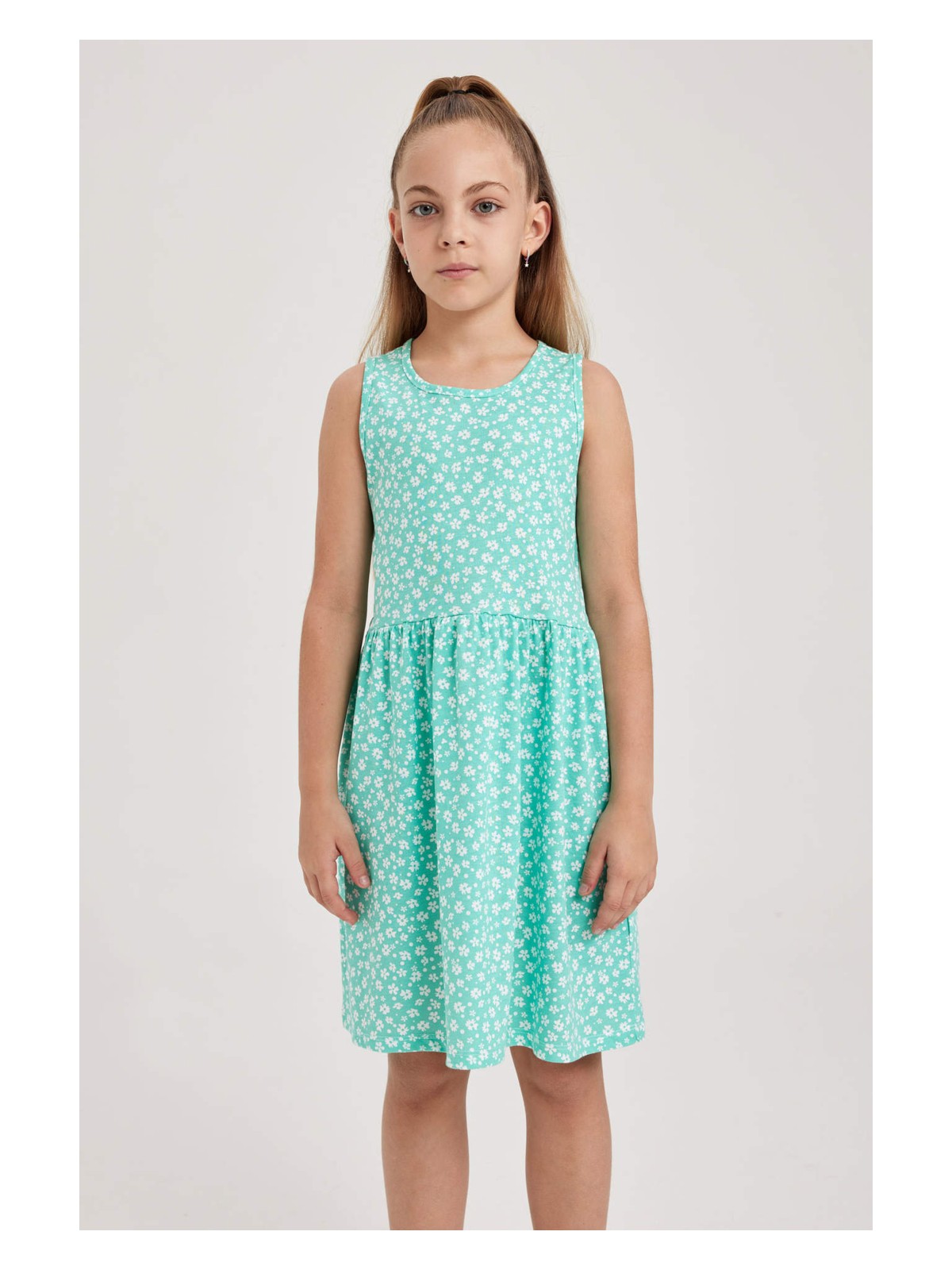 DeFacto Desenli Pamuklu Elbise Kız Çocuk B0673A8NS - Görsel 6