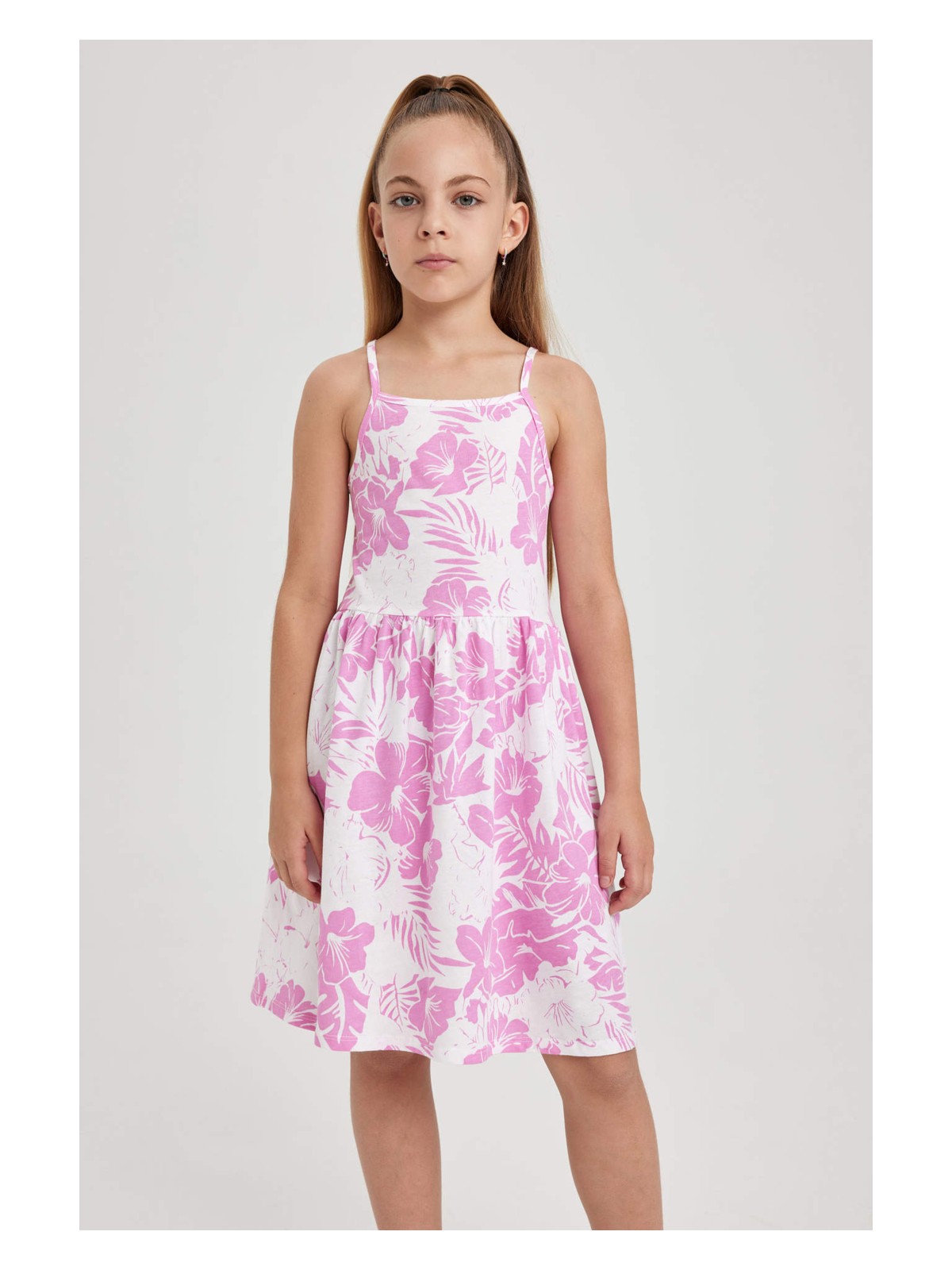 DeFacto Desenli Pamuklu Elbise Kız Çocuk B0674A8NS - Görsel 7