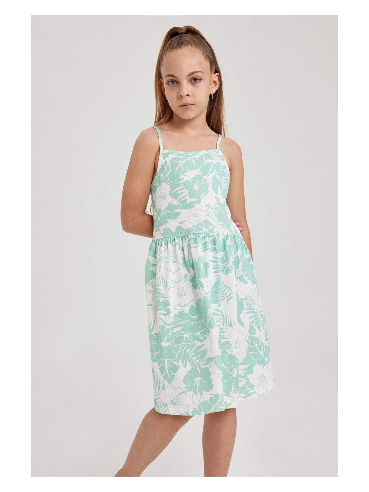 DeFacto Desenli Pamuklu Elbise Kız Çocuk B0674A8NS - Görsel 8