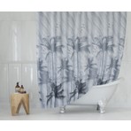 Tropik Home Duş Perdesi Çift Kanat 2X120X200CM Fırtına Desenli Banyo Perdesi 16 Adet C Halka Hediyeli