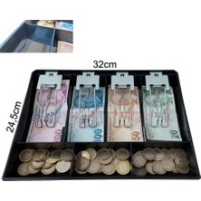 Saypos Plastik Çekmece Içi Para Düzenleyici 4 Banknot Bölmeli Para Çekmecesi Içi 32 x 24,5 x 3,5cm