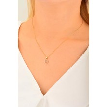 Cebeci 14 Ayar Taşlı Kalp Altın Kolye