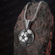 Takılingo 925 Ayar Gümüş Futbol Topu Motifli Zirkon Taşlı Erkek Kolye