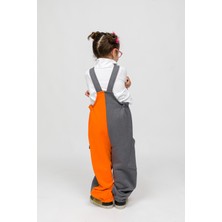 Chikichic Store Çocuk %100 Pamuk Handmade Yan Cepli Turuncu - Gri Kışlık Salopet