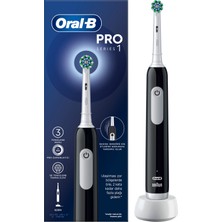 Oral-B Pro Serisi 1 Siyah Elektrikli Diş Fırçası, 1 Diş Fırçası Başlığı, Braun Tasarımı