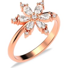 İndigo Takı Lotus Çiçeği Rose Gümüş Yüzük