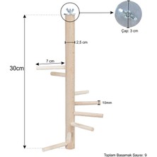 X-Perk Ağaç Sopalı Kuş Merdiveni Tüneği Kuş Parkuru Tünek Döner Kuş Merdiven Boy 30 cm