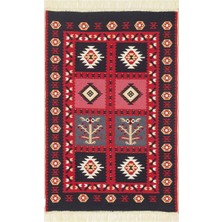 Eko Halı Arya Kilim Ar 28 Red Çift Taraflı Etnik Desenli Dokuma Kilim