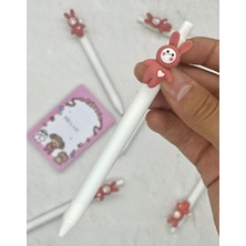 Kağıt Gemi Dükkan Sevimli Kalpli Pembe Tavşan 0,5 Siyah Uçlu Jel Kalem / Roller Kalem
