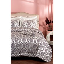 Evlen Home Collection Hilal Dz Jakarlı Yatak Örtüsü 4 Parça Lila/silver