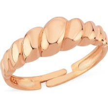 Altın Sepeti Rose Gümüş Burgu Kruvasan Yüzük