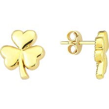 Altın Sepeti Altın Kalp Yonca Küpe