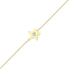 Altın Sepeti Altın Tektaşlı Deniz Yıldızı Bileklik