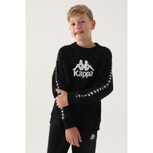 Kappa Siyah Bisiklet Yaka Kol Baskı Detay Erkek Çocuk Sweatshirt
