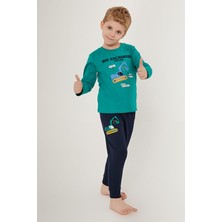 RolyPoly Big Excavator Koyu Yeşil Erkek Çocuk Uzun Kol Pijama Takım