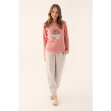 Arnetta Retro Pembe Kadın Uzun Kol Pijama Takım