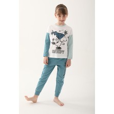 Snoopy Krem Kız Çocuk Uzun Kol Pijama Takım