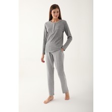 Pierre Cardin Gri Kadın Uzun Kol Pijama Takım
