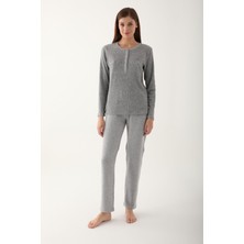 Pierre Cardin Gri Kadın Uzun Kol Pijama Takım