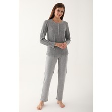 Pierre Cardin Gri Kadın Uzun Kol Pijama Takım